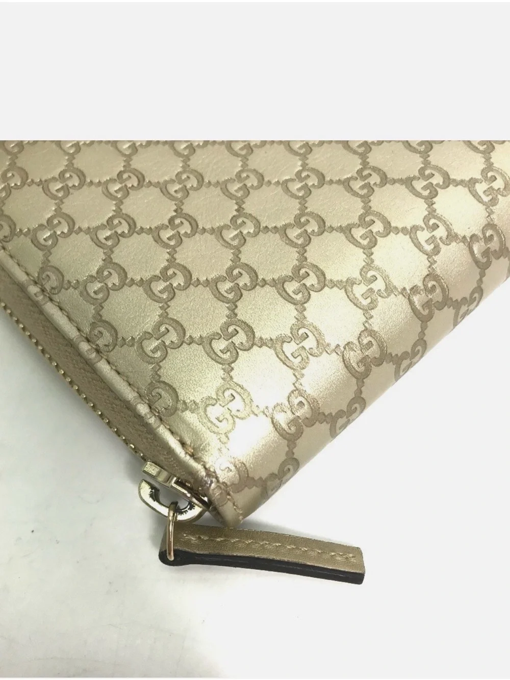 Gucci 388680 Guccissima zip around long wallet gold w/ bow detail leather - Picture 4 of 8